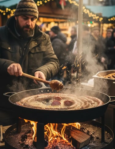 A vendor stirring a large pot