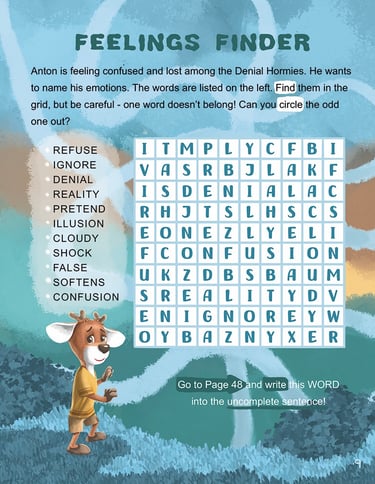 Word search from Beyond the Blue Forest Activity Book