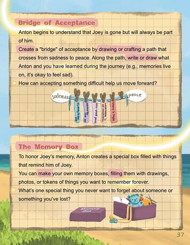 Emotion activity idea page from Beyond the Blue Forest Activity Book