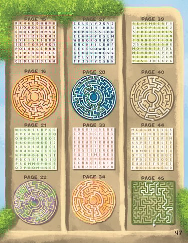 Answer page from Beyond the Blue Forest Activity Book