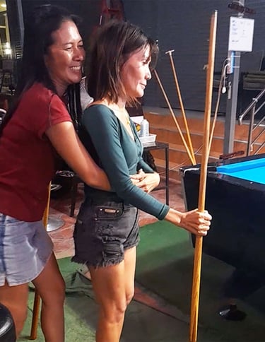 Thai women hugging at bar near Soi 94 in Hua Hin