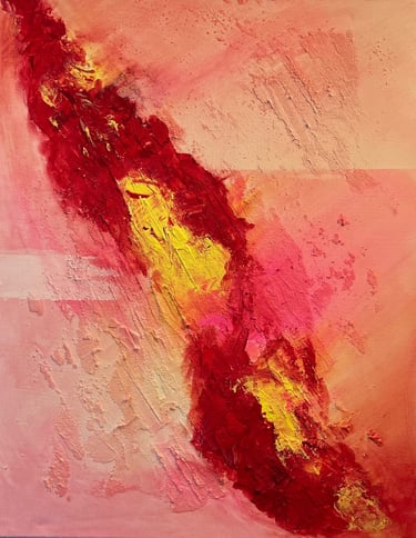 Acryl Bild Gemälde abstrakt pink rosa rot gelb