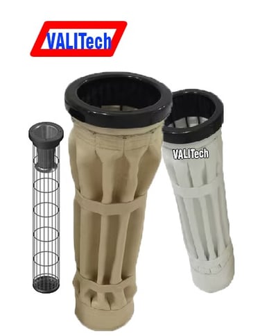 Pleated bags are designed to replace fabric bag filters and cages used in many dust collectors