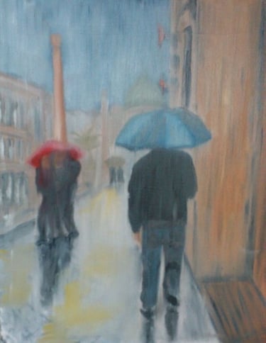 Regen in Rome, acryl op doek