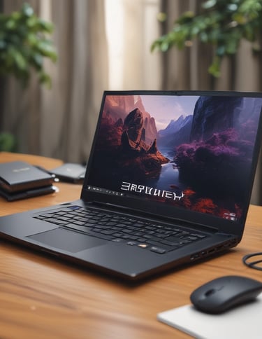 A row of high-end gaming computers on sleek desks, featuring RGB lighting and gaming accessories. The computers are housed in transparent cases with visible components, emitting a red glow. Comfortable gaming chairs with ergonomic design are positioned next to the desks, and the room's ceiling is modern with recessed lighting.