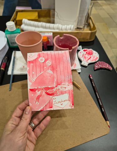Liveillustration von Valentinstagskarten mit Aquarellfarbe