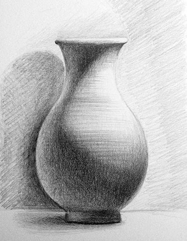 Pencil study of plain vase
