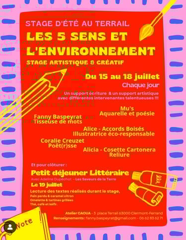 stage aquarelle et mots Que faire à Clermont Ferrand