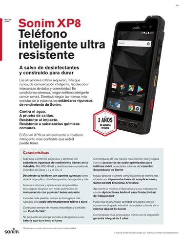 Descarga la Ficha Técnica del Equipo Sonim XP8
