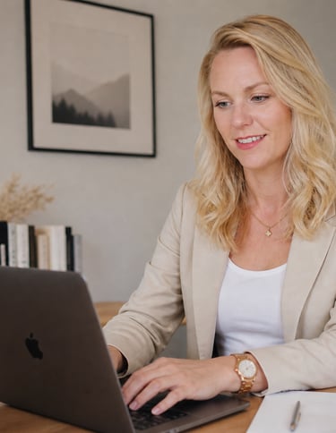 Flo Ellis Studio website designer working on a service business website