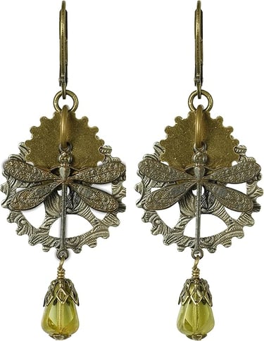 Steampunk Femme Fatale Artisan Earrings - Dragonfly Dance
