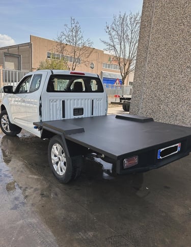 a pick-up truck with a platform
