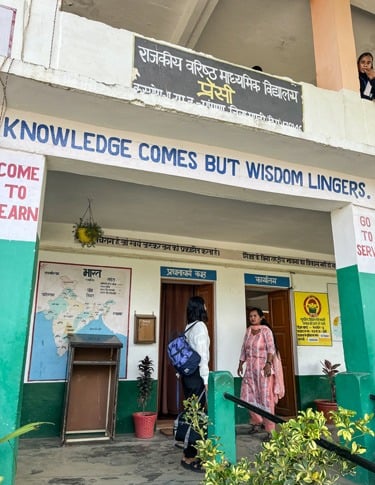 The front entrance of GSSS Pressi in Himachal Pradesh.