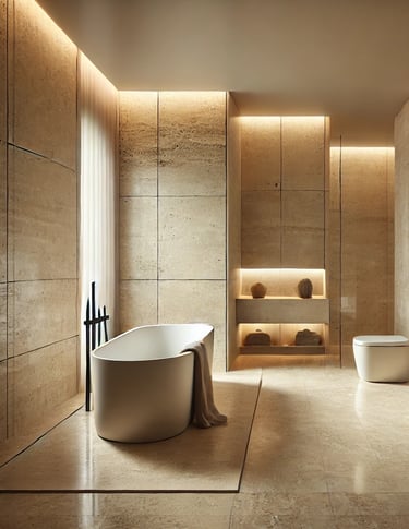 Trawertyn do łazienki klasyczny jasny brąz, włoski luksusowy kamień naturalny