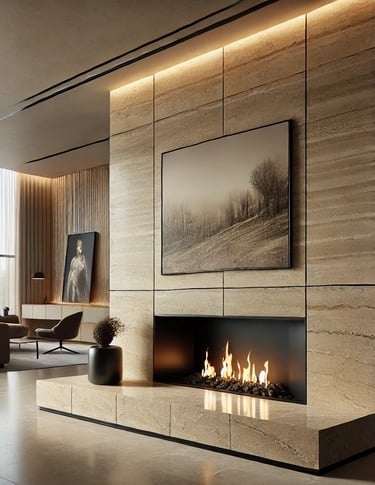 Trawertyn na kominek klasyczny kamień naturalny włoski luksusowy