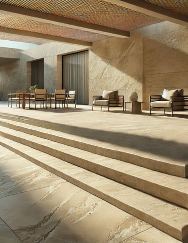 Trawertyn na tarasie, kamień naturalny tarasowy