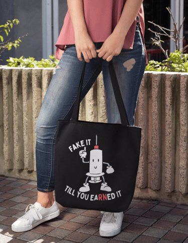 earned it tote bag