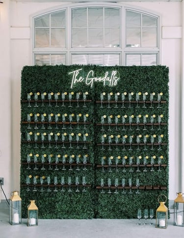 2 champagne walls at a wedding reception at the La Salle Banquet Center in Burlington