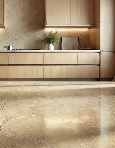 Trawertyn w kuchni klasyczny jasny kamień naturalny luksusowy włoski