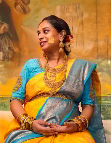 a woman in a yellow sari sari sari