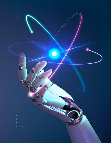 Mão robóica apontando para cima