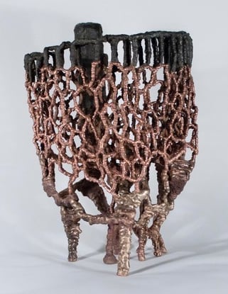 Metal sculpture titled Shaman, 1966, by Ibram Lassaw. Sculpture shown after cleaning.
