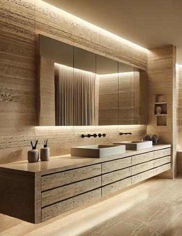 Trawertyn do łazienki jasny klasyczny kamień naturalny włoski