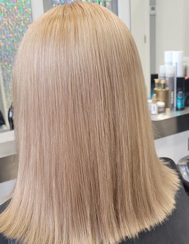 Straight platinum blonde hair
