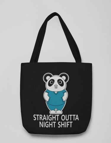 night shift nurse panda tote bag
