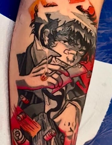 Tatuaje estilo anime en brazo – tatuador en Valencia