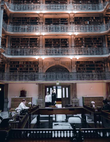 The Interior of the George Peabody Library in Baltimore , Maryland , USA