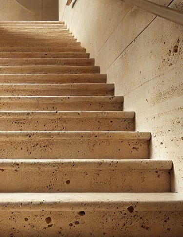 Trawertyn na schody klasyczny kamień naturalny jasny włoski