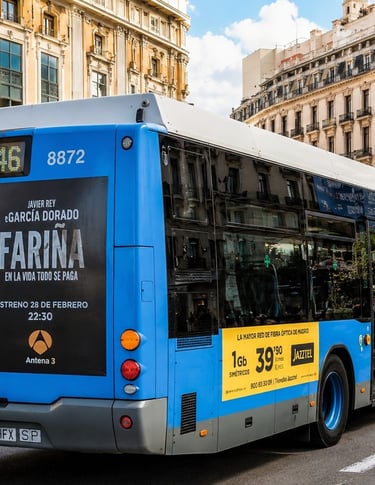 Publicidad en autobuses en Madrid Gran Vía