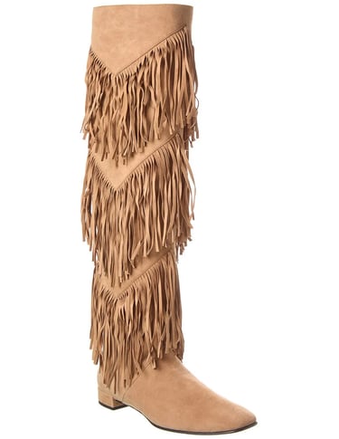 a pair of roger viver suede boots with fringe fringes on them