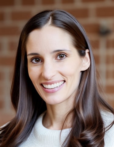 a woman with long hair and a white sweater