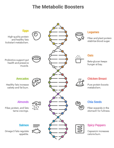 diagram of foods that boost metabolism and fat burning