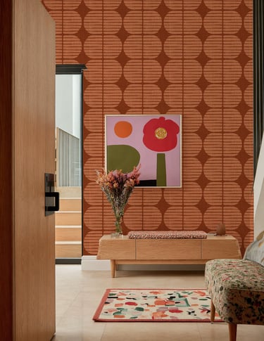 Fun retro style modern wallpaper in orange