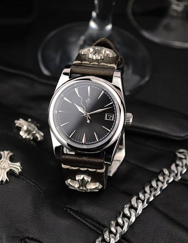 a watch with a leather strap