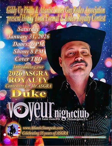 Mr. ASGRA Candidate 2026, Duke, in western wear against a champagne background