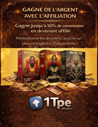 Programme d’affiliation Mandragonbeat pour la promotion de drumkits musicaux.