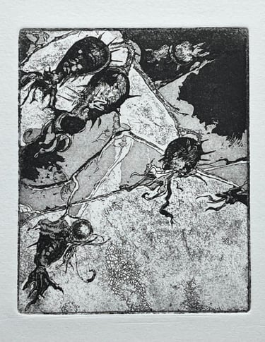 Etching: Rose hip beetles