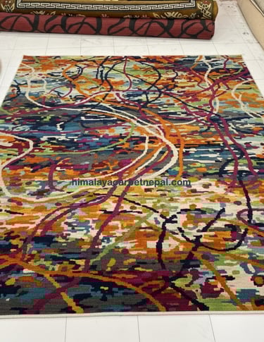 Custom bespoke handmade rugs crafted in Nepal – abstract design-Himalaya Carpet Industries