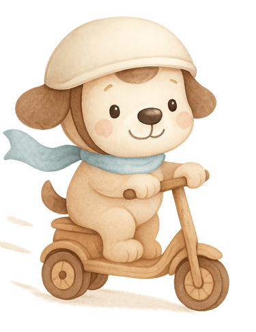 a dog sitting on a scooter with a hat on