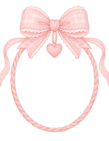 a pink bow with a heart shaped bow