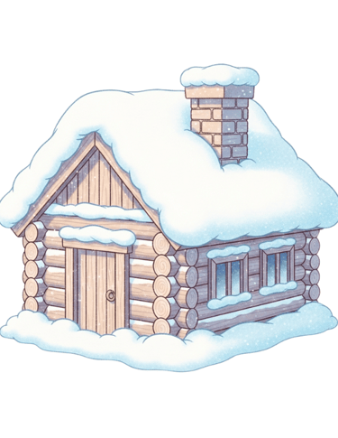 a log cabin with a snow covered roof