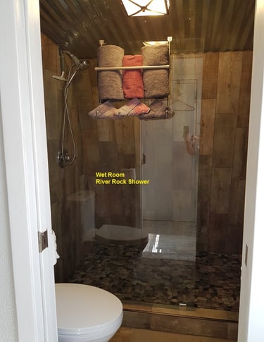 Windy Mane Ranch Bunkhouse studio wet room shower