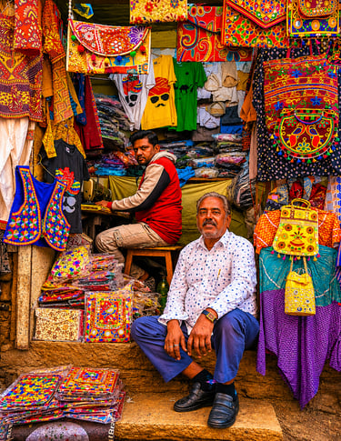 Local handicraft market in Jaisalmer, Rajasthan.