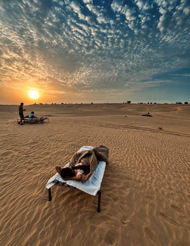 Sleeping under the stars during a desert safari near Jaisalmer.