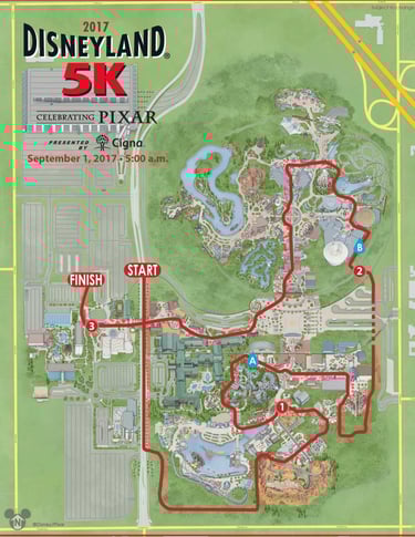 2017 runDisney Disneyland Half Marathon Weekend 5K Course Map