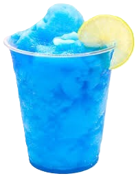 a blue drink with lemonade and lemon slice